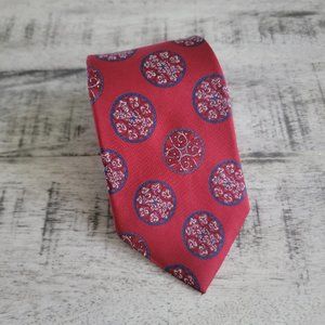 Christian Dior Red Mandala Print Silk Tie 55" x 3.25"